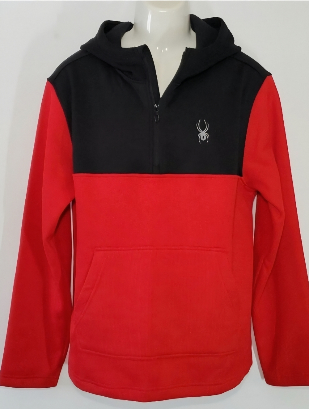 Spyder Men's L NEW Hoodie Pullover Waffle Thermal Red Black Spider Long Sleeve